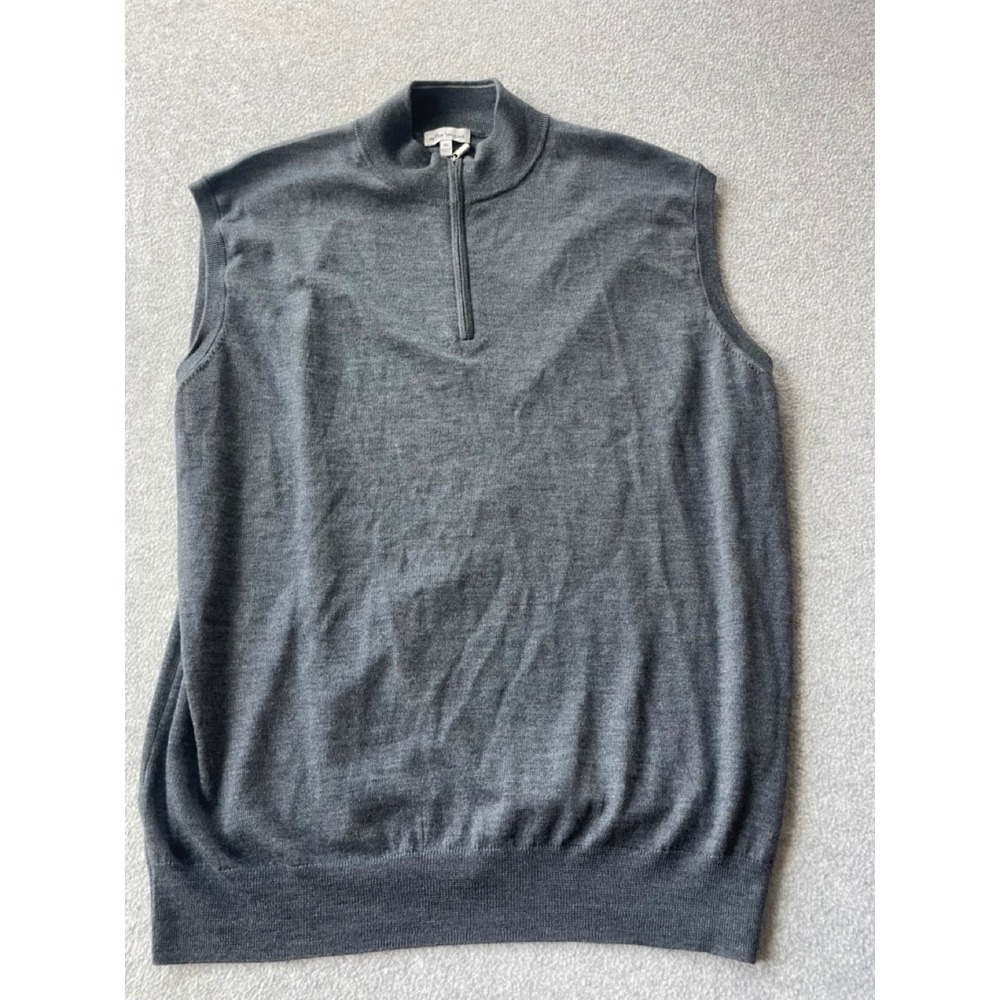 Peter Millar Mens XL Gray Merino Wool Lyocell Blend Quarter Zip Sweater Vest